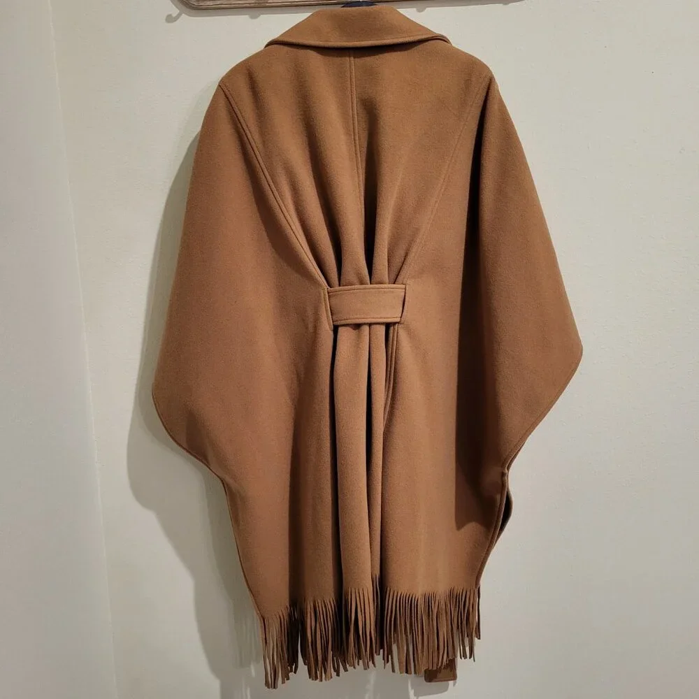 New Express wool poncho coat in BUTTERSCOTCH:M/L - Picture 7 of 10
